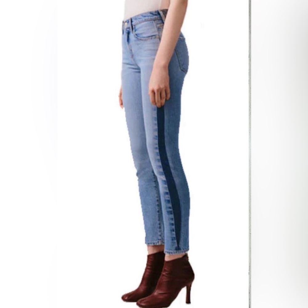 AGOLDE Toni Jean Midi Rise Straight Swerve side stripe Two tone 25
